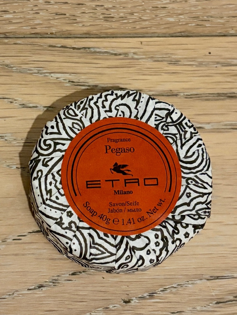 Etro Pegaso Orange and Black Wrapped Round Soap